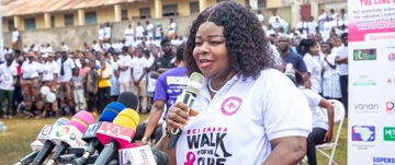 Dr Beatrice Wiafe Addai addressing breast cancer meeting in Ghana