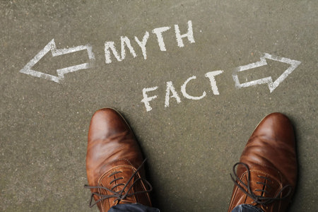 A photo of a man's shoes below a myth and fact sign.