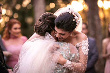 Mother with ADHD is proud as she hugs her newly married daughter